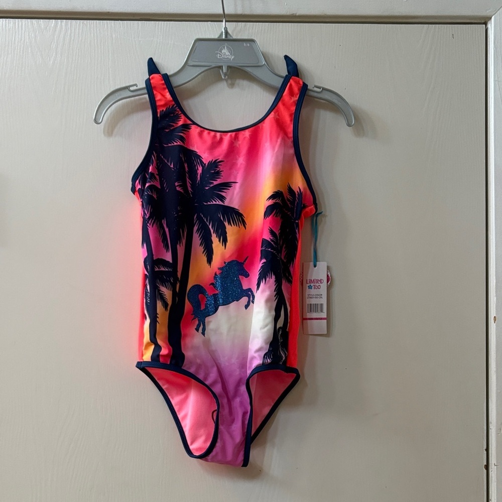 Limited Too Tropical Unicorn Kids Swimsuit - Pink and Purple